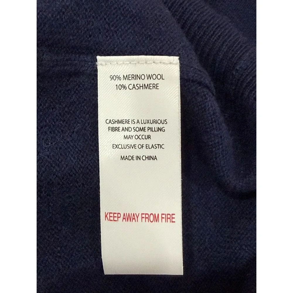Brodie Cashmere Mens Navy Blue Merino Wool Cashmere Turtleneck Sweater Size M